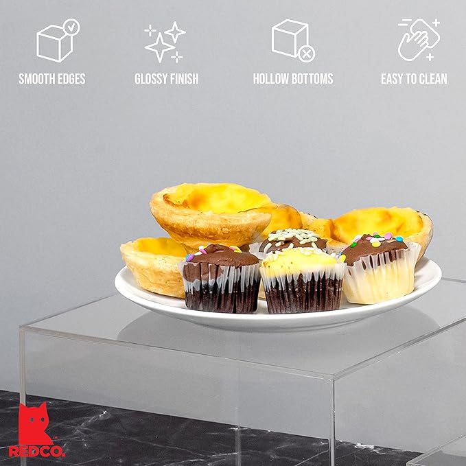 Red Co. Set of 3 Crystal Clear Acrylic Cube Display Nesting Risers with Hollow Bottoms, Transparent - 2 Pack