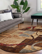 Unique Loom Barista Collection Area Rug - Kouillou (4' 1" x 6' 1" Oval, Multi/Brown)