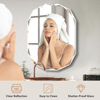 Bathroom Mirrors for Over Sink, Round Frameless Mirrors for Wall, 20x30 Inch Beveled Bathroom Mirror, Bathroom Vanity Circle Mirror for Bedroom Living Room Entryway Home Decor