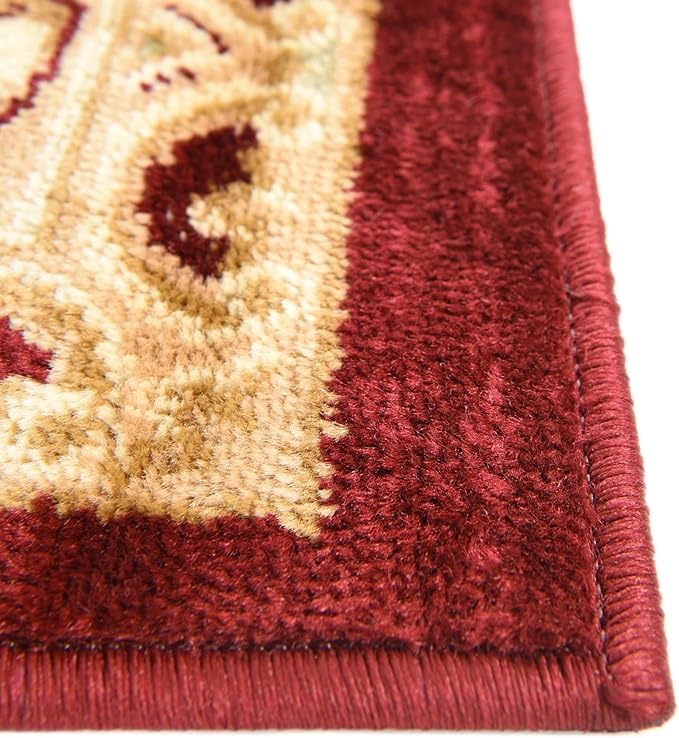 Rugs.com Chateau Collection Rug – 8' Octagon Red Medium Rug Perfect for Living Rooms, Kitchens, Entryways
