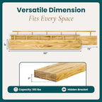 60'' Pine Wood Floating Shelf for Wall - Rustic Wall Mounted Wooden Shelf for Stylish Home Décor, Fireplace Mantel 60inch (Natural, 60x8x2) - 1pcs