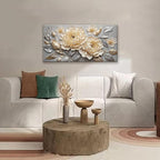 Canvas Art Wall Decor Prints Picture Flower Wall Art Landscape Painting Silver White Floral Wall Art Bedroom Bathroom Office Home Wall Decor 20" X 40" Ready To Hang