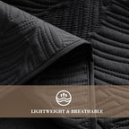 Exclusivo Mezcla California King Quilt Bedding Set, Lightweight Black Quilts Cal Oversized King Size for All Seasons, Soft Microfiber Bedspreads Coverlets with Leaf Pattern, 3 Piece