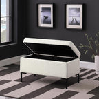 HomePop Upholstered Storage Bench with Metal Leg|Homepop Home Décor|Bench with Storage for Living Room & Entryway - Cream Boucle