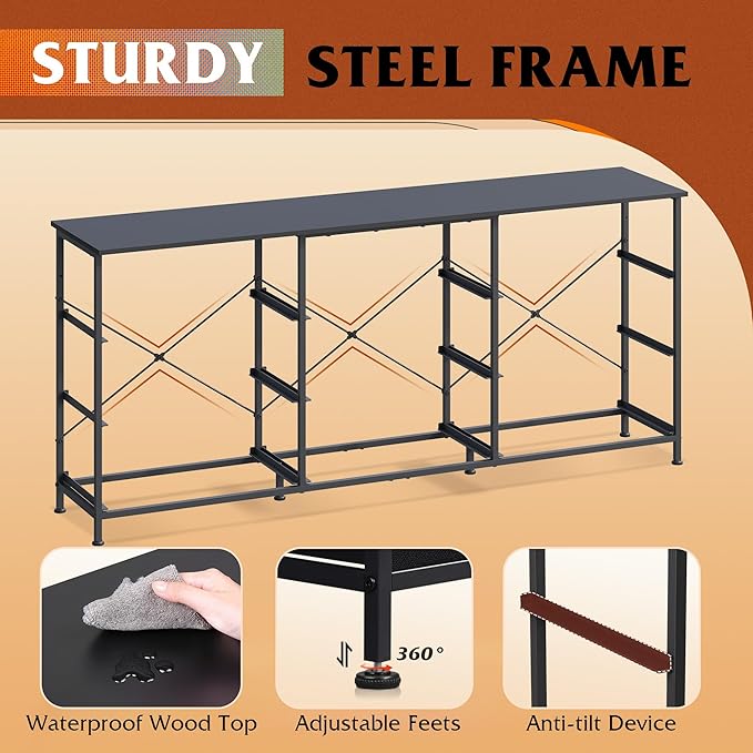 WLIVE 63''W Dresser for Bedroom, Black Dresser TV Stand for 65, 70, 75 inch TV, Wide Chest of Drawers with 9 Drawer, Large Entertainment Center, Fabric Dressers with Wood Top for Closet, Living Room