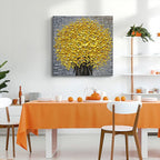 Epicler 24x24 Inch Hand-Painted 3D Yellow Flower Art Oil Painting, Modern Flower Canvas Wall Painting, Contemporary Abstract Canvas Oil Painting Home Wall Decoration