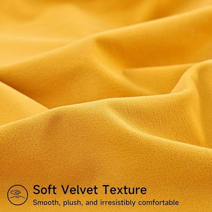 Mecatny Set of 4 Velvet Throw Pillow Covers 20x20, Soft Colorful Accent Decorative Couch Pillow Covers for Sofa Living Room, Orange/Yellow