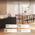 Poly & BARK Weave Dining Chairs – Mid-Century Modern Wishbone Dining Chairs with Arms, Solid Wood Frame, Indoor Use – Black – Set of 2 - Ideal for Dining Room, Kitchen or Stylish Accent Setting