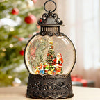 Santa Snow Globe Christmas Decorations Indoor Santa Claus Gifts Classic Relief Texture Musical Glitter Snowfall USB/Battery Timer Lantern 10.6 inch