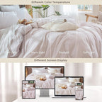 MooMee Striped Duvet Cover Set 100% Washed Cotton Linen Like Textured Breathable Durable Soft Comfy (Heathered Greyish Pink Pinstripes, Twin 68"x90")