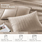 Comfort Spaces Kienna Quilt Set- Double Sided Stitching Design Summer Blanket, Lightweight, Soft, All Season Bedding Layer, Matching Sham, Taupe, Coverlet King (104"x90") 3 Piece