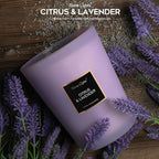HomeLights Scented Candles - Large Jar Aromatherapy, Natural Soy Wax, 130 Hour Long Burning, Citrus & Lavender