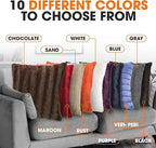 Cheer Collection Faux Fur Throw Pillows - Decorative Pillows for Couch, Bed Throw Pillows, Chocolate Accent Pillows for Bedroom or Living Room Aesthetic, Set of 2 Furry Throw Pillows, 16" x 16"