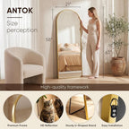 Antok Full Length Mirror, 58"x21" Floor Mirror, Arched Floor Standing Freestanding Arch Full Body Mirrors with Stand for Bedroom, Hanging Mounted for Living Room Cloakroom,Gold