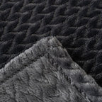 Oversized King Fleece Blanket 120x138 Inches, Seamless Soft Cozy 3D Jacquard Flannel Blanket 10'x11.5' Extra Large for Bed, Sofa, Couch, Travel & Camping, California King Throw, Dark Grey Leaf