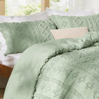 Bedsure Tufted Boho Comforter Set Full Size - Sage Green Boho Bed Set, GentleSoft™ 3 Pieces Farmhouse Shabby Chic Embroidery Bedding, Gifts for Woman, Soft Jacquard Full Comforter for All Seasons