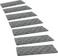 PURE ERA Carpet Stair Treads Tape Free Non Slip Indoor Stair Carpet Stair Protectors Pet-Friendly Non-Slip Skid Resistant Washable Reusable 8" x 30"(2 Pieces,Gray Diamond Trellis)