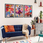 Novatique Graffiti Wall Art for Living Room Banksy Wall Art Colorful Dance Painting Print Framed Ready to Hang,16" x 24" x 3pcs
