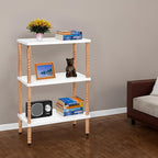 White Bookcase by Natural Wood, 3 Tier Bookshelf, Small Book Shelves Freestanding Display Storage Shelves. Open Bookshelf for Bedroom, Living Room and Office (White, 2 Tier)
