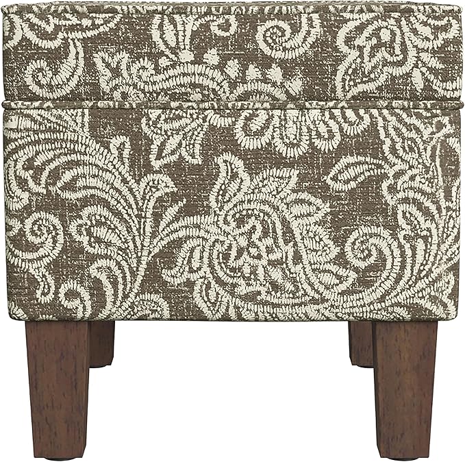 Spatial Order Home Decor | Dinah Collection Modern Storage Ottoman | Ottoman with Storage for Living Room & Bedroom(Brown Jacobean Print)
