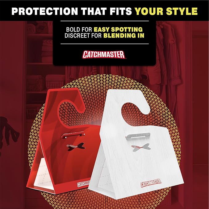 Catchmaster Clothing Moth Traps with Premium Extra Strength Odorless Pheromone Technology – XL Hardwood Design, Extra-Strength Glue – Traps & Targets Casemaking and Webbing Moths - 6-Pack
