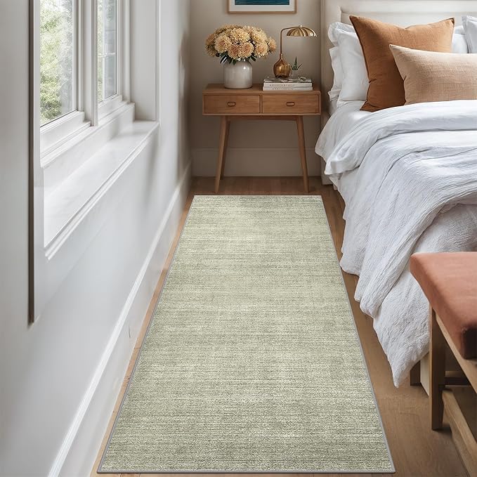 Art&Tuft Non-Slip Runner Rug - 2x5 Runner Rug Washable Low-Pile Rugs Runners, Soft Distressed Carpet Runner for Bedroom Bathroom Kitchen Laundry Living Room, Green
