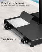 42lbs Patio Umbrella Base with Wheels - Heavy Duty Outdoor Patio Market Umbrella Stand for Deck with Rollers, Poolside, Balcony, Wind-Resistant Design, Black