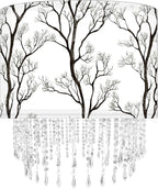 Winter Tree Branch Lamp Shade with Acrylic Bead Droplets, Branch Drum Fabric Light Shade for Pendant Table & Floor Lamp, Traditional Mordern Decor, 15.7in