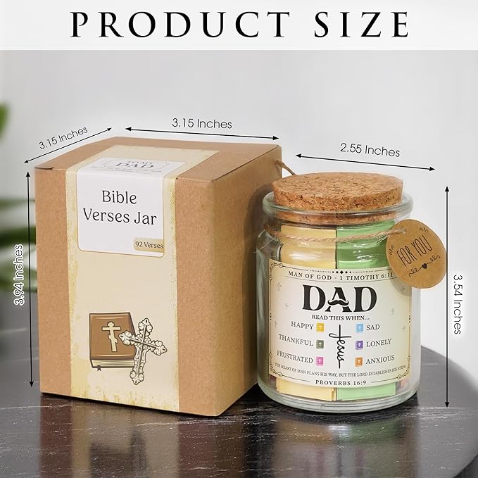 Bible Verse Jar for Daughter – 92 Color-Coded Scriptures of Encouragement, Birthday & Christmas Gift, Christian Keepsake, Daughter-in-Law Gift (Bible Jar For Dad)