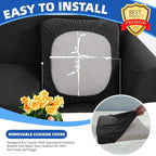 YEMYHOM Stretch Individual Cushion Covers Sofa Chair Seat Cushion Slipcovers Soft Couch Cover Replacement Large Checkered Furniture Protector with Elastic Bottom (1 Pc Cushion Cover, Black)