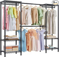 H10 Clothing Rack for Hanging Clothes, Expandable Clothes Rack, Freestanding Closet Rack, Heavy Duty Garment Rack, Organizer with Hanger Rods, Extendable from 4.6 to 5.1 ft, Black