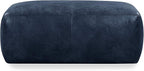 POLY & BARK Denver Ottoman – 43" Large Pouf with Feather-Down Topper – Full-Grain Leather Upholstered Pouf Ottoman for Living Room – Vintage Italian Leather in Midnight Blue