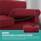 YEMYHOM Latest Checkered 2 Pieces Chair Covers for Living Room High Stretch Thickened Chair Slipcovers with Arms Elastic Armchair Sofa Couch Slipcover Protector (Wine Red), 31"-46"(1 Cushion)