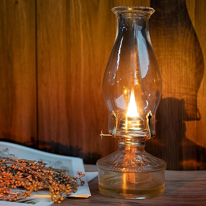 Oil Lamp Chimney Hurricane Lamp Glass Replacement Clear 3 Inch Base for Kerosene Lamp Shade(Flat Style 2P)