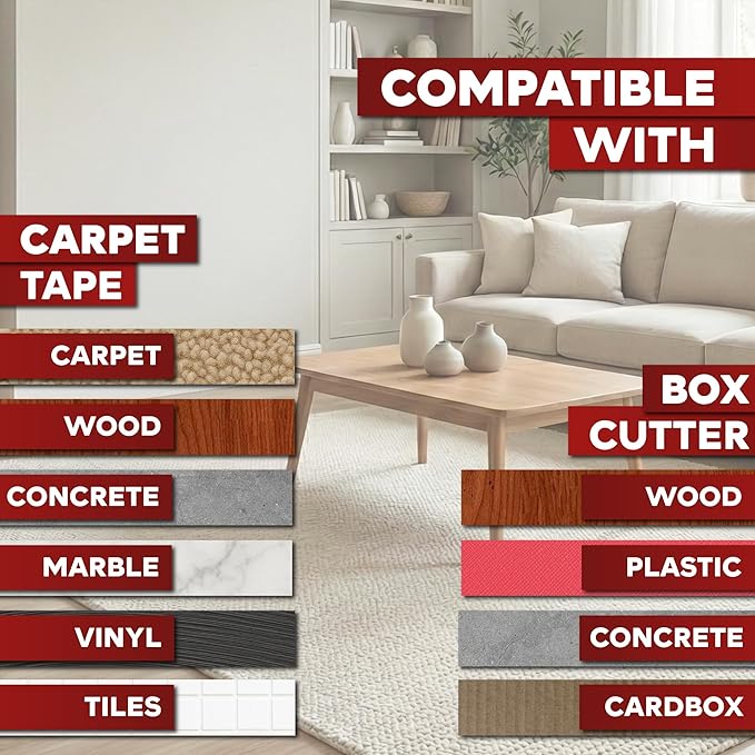XFasten Double Sided Carpet Tape for Area Rugs 2 Inch x 30 Yards w/Mini Cutter, Residue-Free Carpet Tiles Tape, Heavy-Duty Rug Pad Gripper for Hardwood, Vinyl Flooring Underlayments, Laminate
