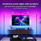Aura RGBICW Floor Lamp, Ambient Lighting LED Corner Light App & Voice Control with Music Sync 1000 Lumen 4-Billion Colors, 90+ CRI, Preset & Custom Colors & Scenes, Modern Floor Lamps for Living Room