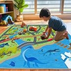 Kids Rugs for Playroom - Soft & Non-Slip 7x9 Feet Dinosaur Play Mat,Childrens Dinosaurs Carpet Washable Rug for Classroom Nursery Bedroom Boys
