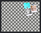 PinPix 28x22 Inch Cork Bulletin Board. This Decorative Framed Pin Board Comes with Black and White Waves Design and a Satin Black Frame. Ideal for Home Office Decor or Message Board (PinPix-194)