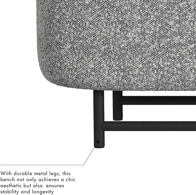 HomePop Ellipse Modern Storage Bench with Metal Legs |Homepop Home Décor|Bench with Storage for Living Room & Bedroom - Gray