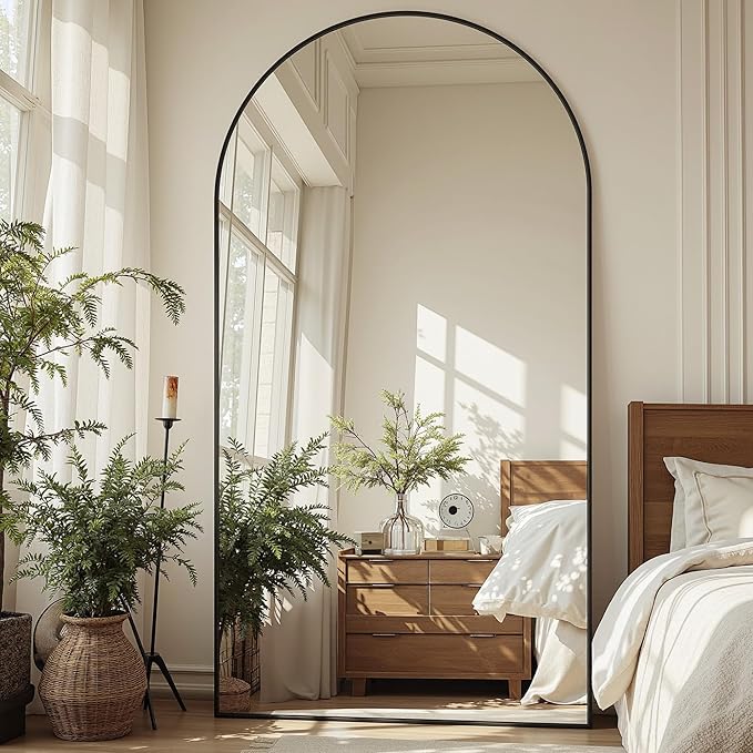 Suidia Arched Full Length Mirror, 81"x41" Floor Mirror Freestanding, Floor Standing Full Body Mirror with Stand for Bedroom, Hanging Leaning Mounted for Living Room Cloakroom, Black