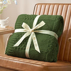 Amélie Home Checkered Chenille Knit Throw Blanket for Couch, Classic Texture Decorative Soft Blanket for Sofa, Chair & Bedroom, 50"x60", Olive Green