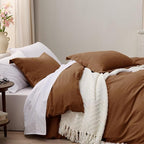 Bedsure Brown Duvet Cover King Size - 3 Pieces Prewashed Cotton-Like Extra Soft Bedding Set, Includes 1 Duvet Cover 104x90 Inches with Zipper Closure & 2 Pillow Shams, Comforter Not Included