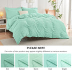 HYMOKEGE Mint Green Twin XL Comforter Set Seersucker 5 Pieces, All Season Luxury Bed in a Bag for Bedroom, Bedding Set with Comforter, Sheets, Pillowcase & Sham