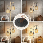 Scenekoy Retro 68.5” Tall Floor Lamp With Carving Shade, Farmhouse Resin Standing Lamp & Faux Birch Tree Finish, Dimmable Corner Lamp Stand Up Light with Bulb Prefer for Living Room Bedroom Home Decor
