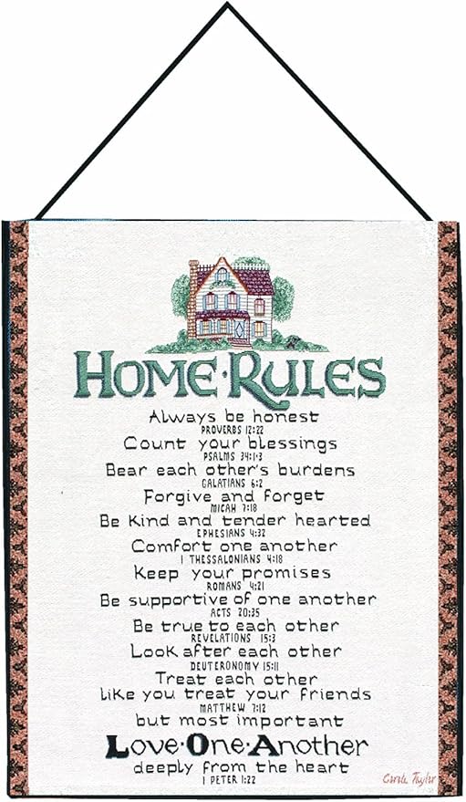 Manual Inspirational Collection Wall Hanging with Frame, Home Rules with Verses X Carol Taylor, 13 X 18-Inch