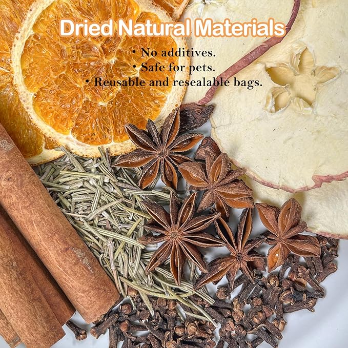 Simmer Pot Potpourri, Warm House Stovetop Potpourri with Cinnamon, Cloves, Apple, Orange and Star Anise, Simmering Potpourris for Home Fragrance, Odor Removal, Holiday, Relaxing, Housewarming Gift