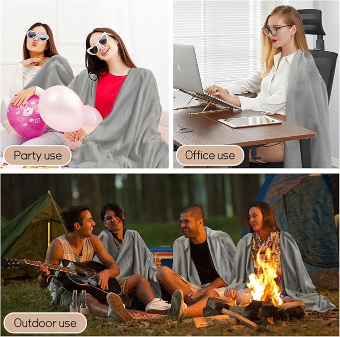 24 Pcs Fleece Blankets Bulk 60 x 50 in, Soft Lightweight Throw Blankets in Bulk Large Cozy Wool Blankets for Wedding Use, All Season, Gifts & Home, Homeless Men Women (Gray)