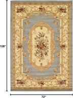 Rugs.com Chateau Collection Rug – 6' x 9' Light Blue Medium Rug Perfect for Bedrooms, Dining Rooms, Living Rooms