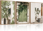 CHDITB Vintage Italy City Framed Wall Art, Nature Botanical Olive Green Wall Decor, Rustic Italian Landscape Painting, Modern Minimalist Country Art Prints for Living Room, Bedroom, Office 24"x36"x3