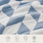 Snuggle Sac Twin Size Blue Blankets for Bed, Super Soft Warm Blankets Oversized Cozy Knit Fuzzy Blanket for Living Room, Chevron Blue,60x80 inches